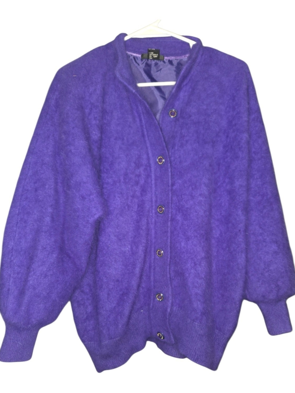 Vintage Venesha Purple Fuzzy Button Up Sweater Size Large